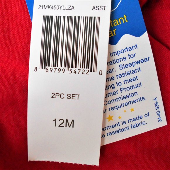 Disney Mickey Mouse 2 Piece Pajama Set Red 12M - Picture 8 of 8